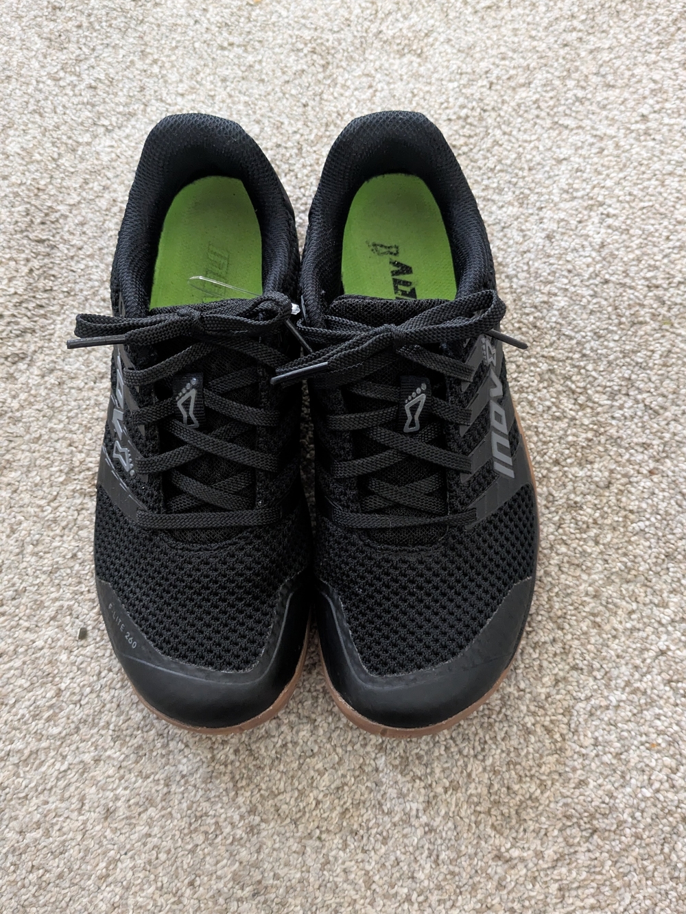 Inov 8 F-Lite 260 v2 Shoes M5.5/w7 Black Knit Gum Soles Gym Training Athletic
